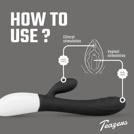 Teazers Rabbit Series punjivi silikonski intimni uređaj crne boje