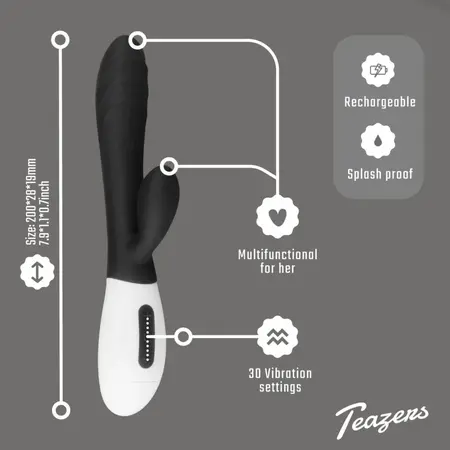 Teazers Rabbit Series punjivi silikonski intimni uređaj crne boje