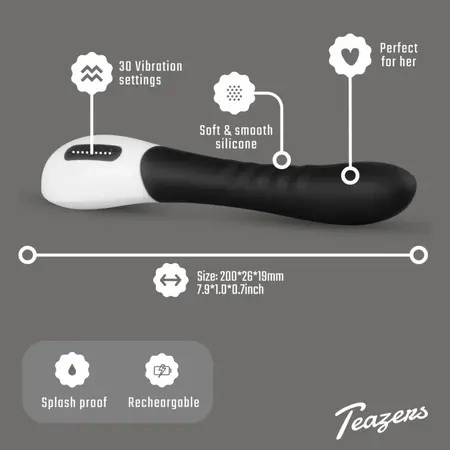 Teazers G-Spot Intimni Uređaj Crni 30 Brzina Meki Silikon USB