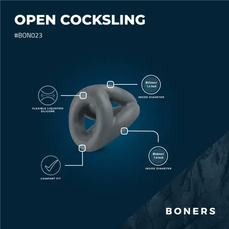 Boners Open Cocksling sistem sa tri silikonska potporna prstena, crna