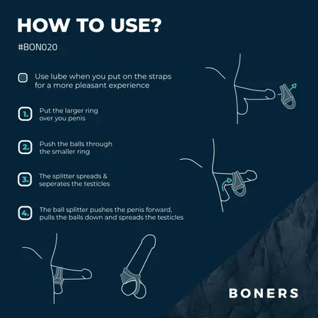 Boners tecňi silikonski anatomski separator za testise, fleksibilna crna
