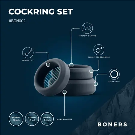 Boners 3 Ring Kit ravni silikonski anatomski set (3 veličine)