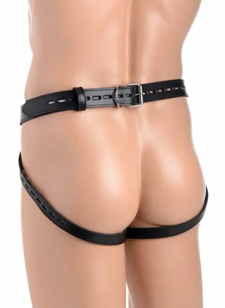 Master Series kožni jockstrap sa šiljcima i podesivim kaiševima, crna boja