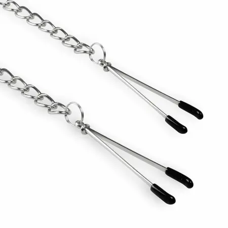 EasyToys podesive pincetne stezaljke za bradavice sa metalnim lancem - Crna
