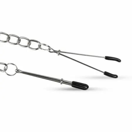 EasyToys podesive pincetne stezaljke za bradavice sa metalnim lancem - Crna