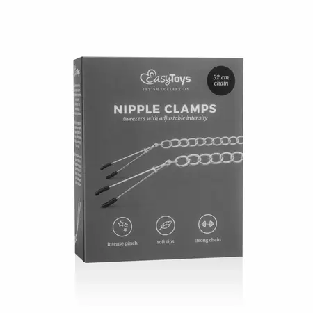 EasyToys podesive pincetne stezaljke za bradavice sa metalnim lancem - Crna