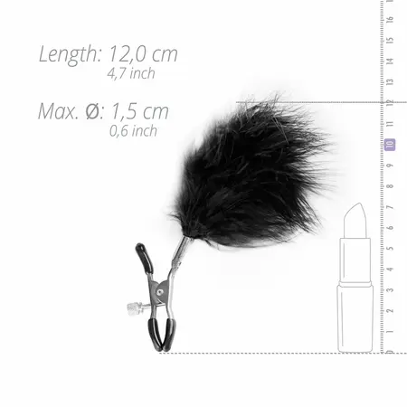EasyToys Adjustable Nipple Clamps with Soft Feathers - Silver/Black