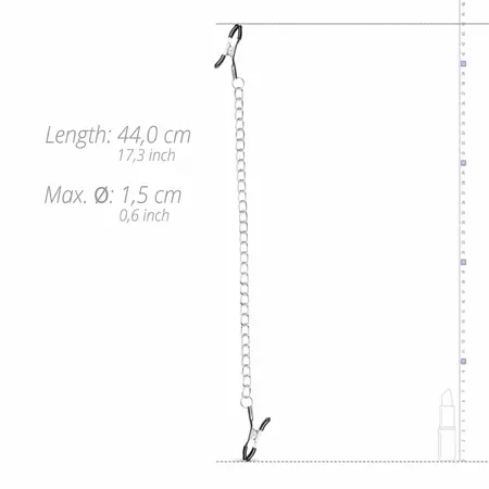 EasyToys podesive metalne stege za bradavice sa lancem, srebrna boja