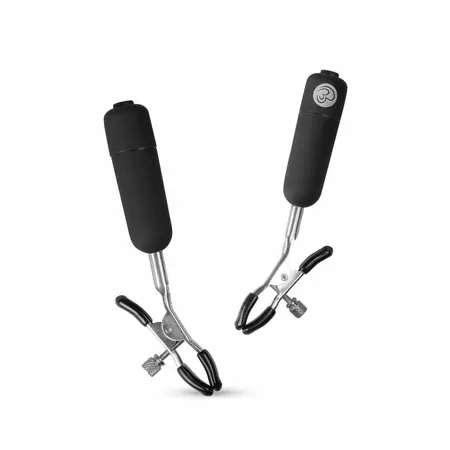 EasyToys Vibrirajuće Podesive Stege za Bradavice sa 10 Režima Vibracija, Crna