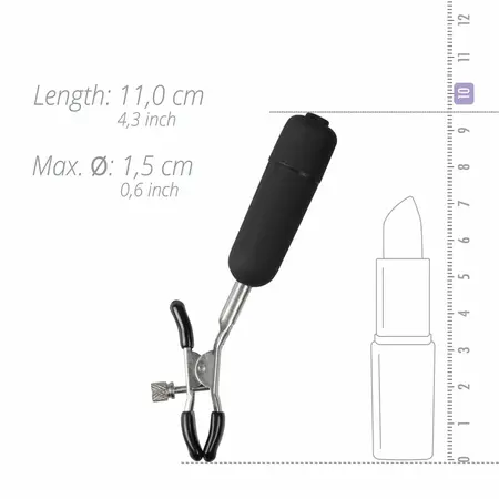 EasyToys Vibrirajuće Podesive Stege za Bradavice sa 10 Režima Vibracija, Crna