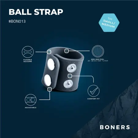 Boners Adjustable Silicone Ball Strap S/M - Flexible Comfort Fit Black