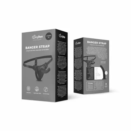 EasyToys Silicone Strap-On System podesivi pojas i glatki štap crne boje