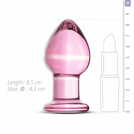 Glas Pink Medium analni stakleni čep - glatki borosilikat, 4,3 cm