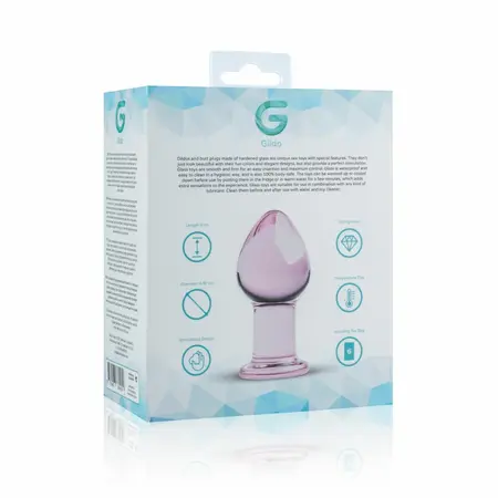 Glas Pink Medium analni stakleni čep - glatki borosilikat, 4,3 cm