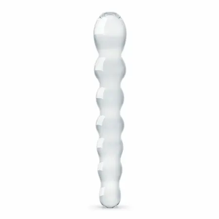 Glas No. 19 Intimni stakleni masažni štapić - dvostrani, sa perlama, prozirni