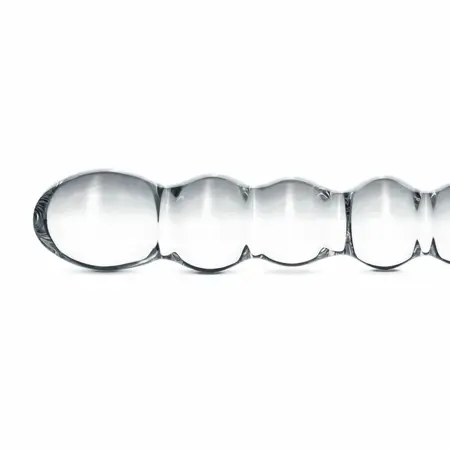 Glas No. 19 Intimni stakleni masažni štapić - dvostrani, sa perlama, prozirni