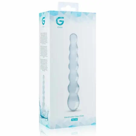 Glas No. 19 Intimni stakleni masažni štapić - dvostrani, sa perlama, prozirni