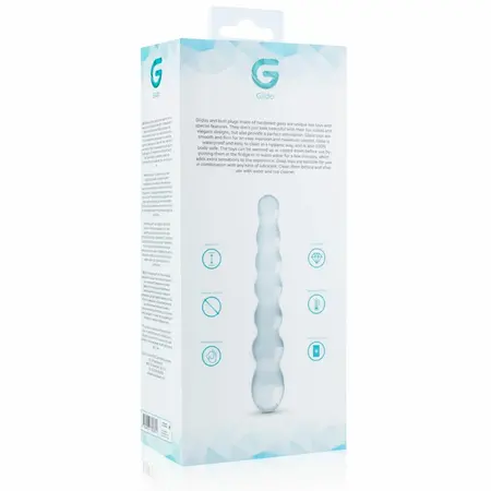 Glas No. 19 Intimni stakleni masažni štapić - dvostrani, sa perlama, prozirni
