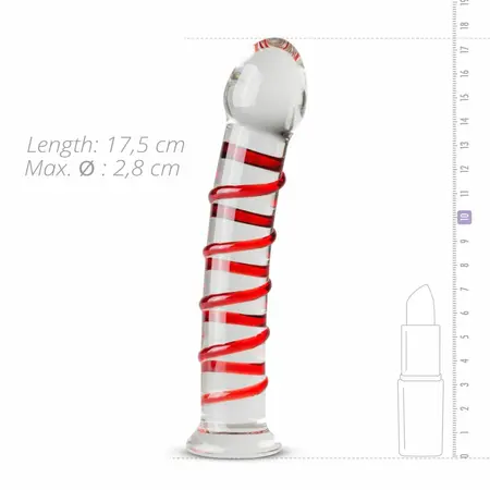 Gildo Model 15 Prozirni stakleni intimni uređaj sa rebrastom osovinom 20 cm