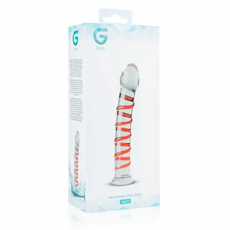 Gildo Model 15 Prozirni stakleni intimni uređaj sa rebrastom osovinom 20 cm