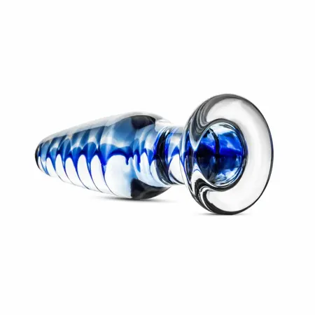 EasyToys Glass Intimate Plug Br. 23 Transparentan sa plavom spiralom, Srednji