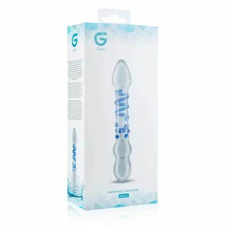 EasyToys Glass Series Model 21 – Dvostrani providni stakleni štapić sa plavim akcentima