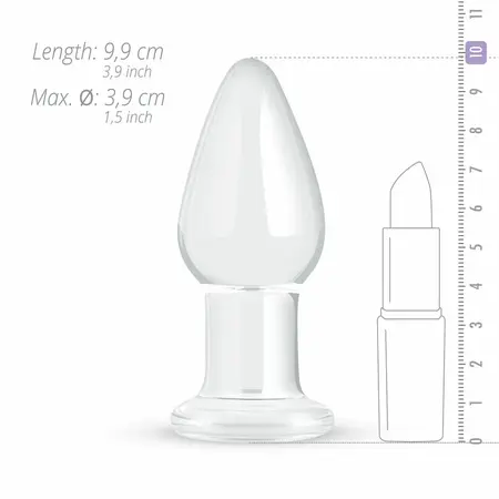 Glas Medium Crystal Clear Glass Intimate Plug - 3,9 cm, glatka površina