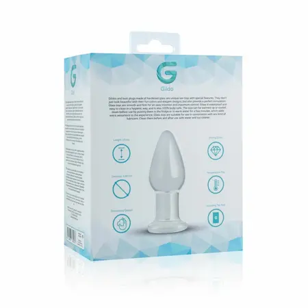 Glas Medium Crystal Clear Glass Intimate Plug - 3,9 cm, glatka površina