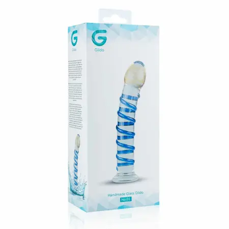 EasyToys Stakleni intimni uređaj br. 1 - providno-plavi zakrivljeni dizajn