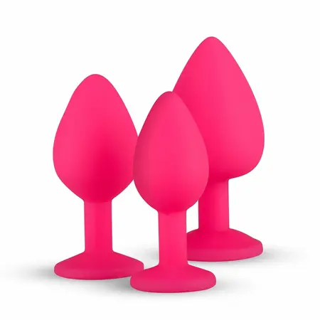 EasyToys Silicone Jewel Plug Set Pink – 3 veličine, dekorativna baza