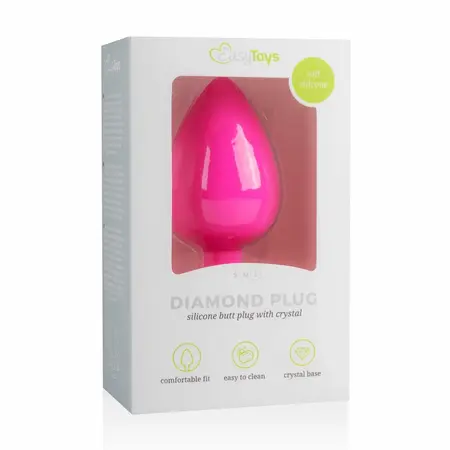 EasyToys Silikonski Intimni Čep Veliki Roze sa Dekorativnim Dragim Kamenom