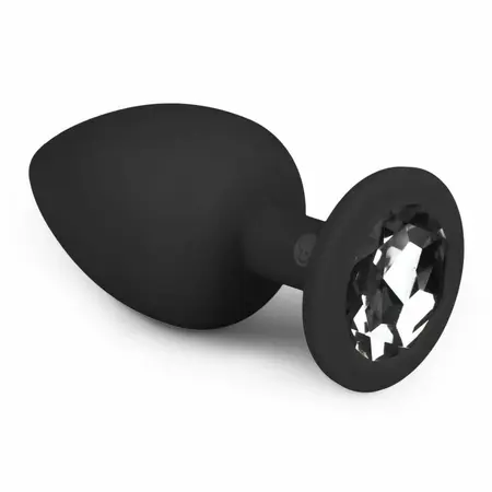 EasyToys Dijamantski Čep Veliki Crni - Silikonski Intimni Čep sa Draguljem