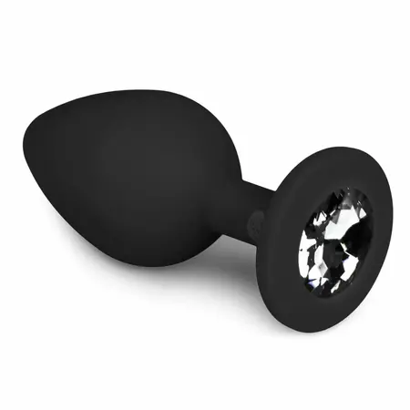 EasyToys Diamond Plug Medium Black - Silikonski intimni dodatak sa kristalnom bazom