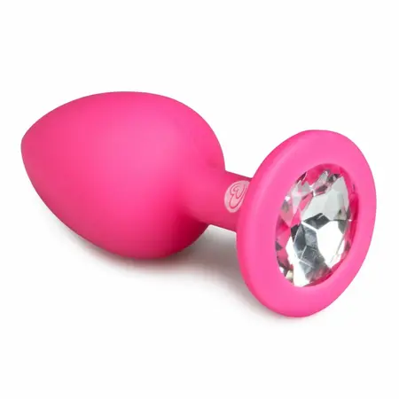 EasyToys Diamond Plug Small Pink - Silikonski intimni dodatak sa bazom od dragulja