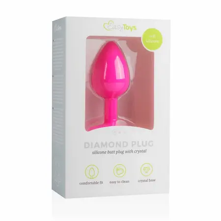 EasyToys Diamond Plug Small Pink - Silikonski intimni dodatak sa bazom od dragulja