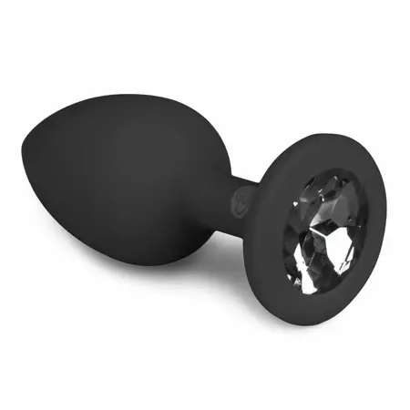 EasyToys Diamond Silicone Plug Small Black - Elegantan dodatak sa bazom od dragulja