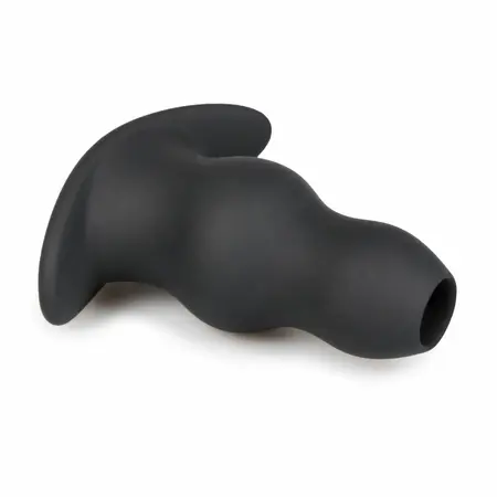 Ouch! Silicone Hollow Plug Medium - Mekan fleksibilan dizajn, crna