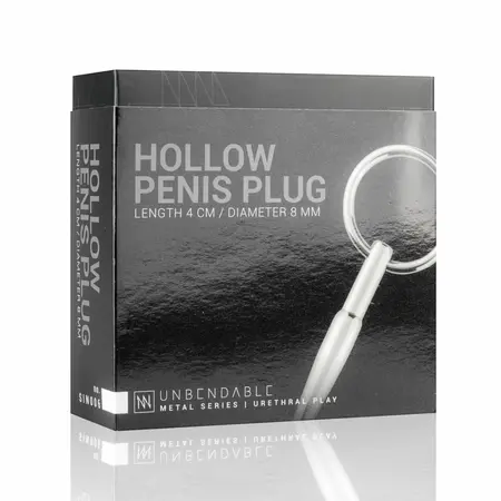 Sinner Gear Hollow Metal Urethral Sounding Plug with Pull Ring 8 mm