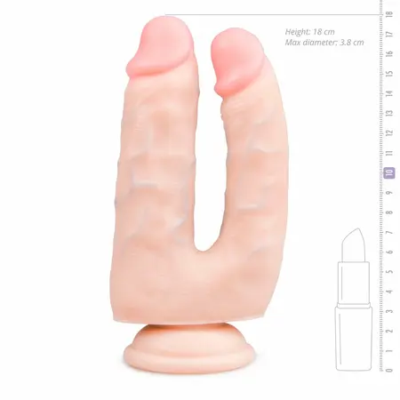 EasyToys dvostrani silikonski intimni model sa vakuumskom bazom 18 cm