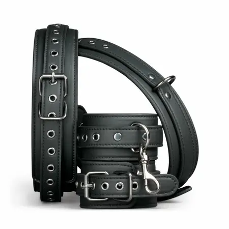 EasyToys set za butine i ručne lisice - Podesive, veštačka koža, crna