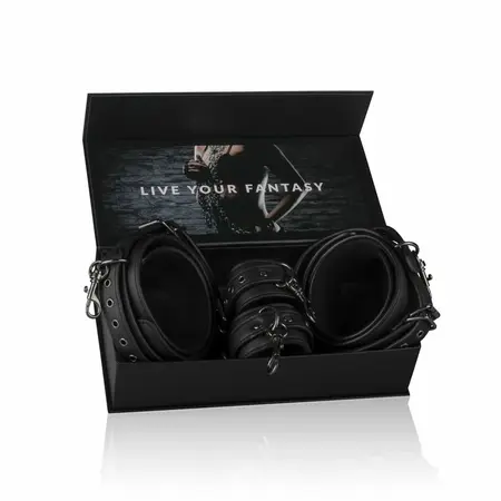 EasyToys set za butine i ručne lisice - Podesive, veštačka koža, crna