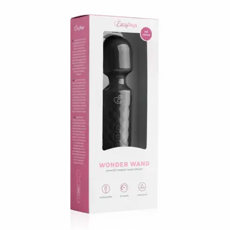EasyToys Mini Wand Black - Kompaktni silikonski masažer, 18 režima