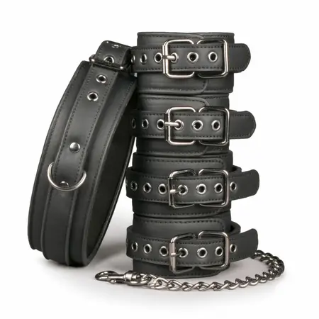 EasyToys Bondage set - Podesivi komplet ogrlice i lisica od veštačke kože