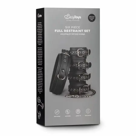 EasyToys Bondage set - Podesivi komplet ogrlice i lisica od veštačke kože