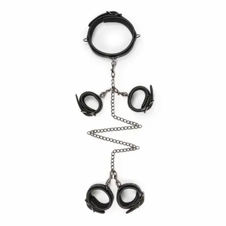 EasyToys Bondage set - Podesivi komplet ogrlice i lisica od veštačke kože