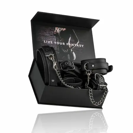 EasyToys Bondage set - Podesivi komplet ogrlice i lisica od veštačke kože