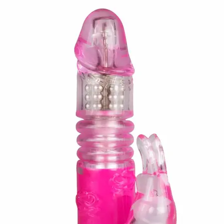 EasyToys roze potiskujući dualni vibrator - 6 brzina i rotacija