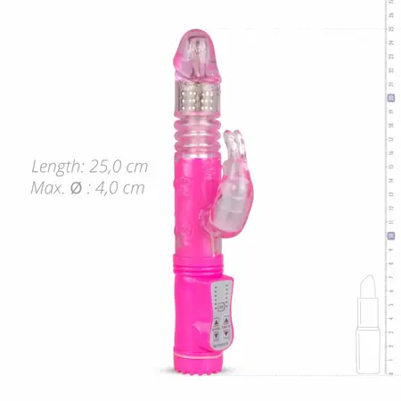 EasyToys roze potiskujući dualni vibrator - 6 brzina i rotacija