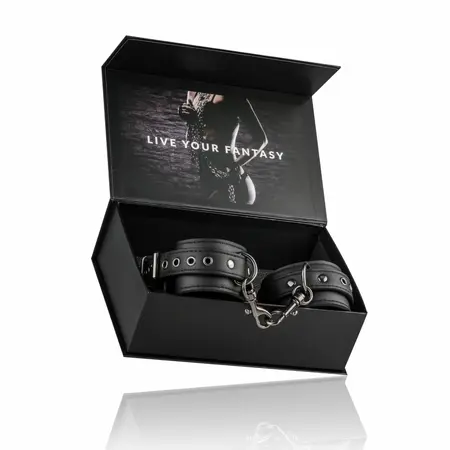 EasyToys veštačke kožne podesive lisice crne 11-28 cm meka postava