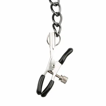 EasyToys podesiva ogrlica od veštačke kože sa metalnim lancima, crna